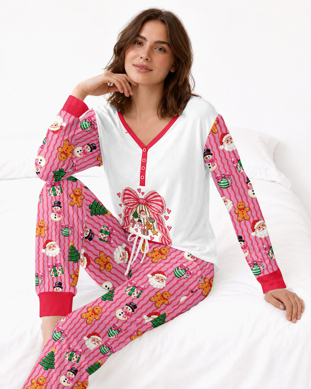 Holly Jolly Custom Name Mommy & Me Matching Bamboo Women Pajama Set