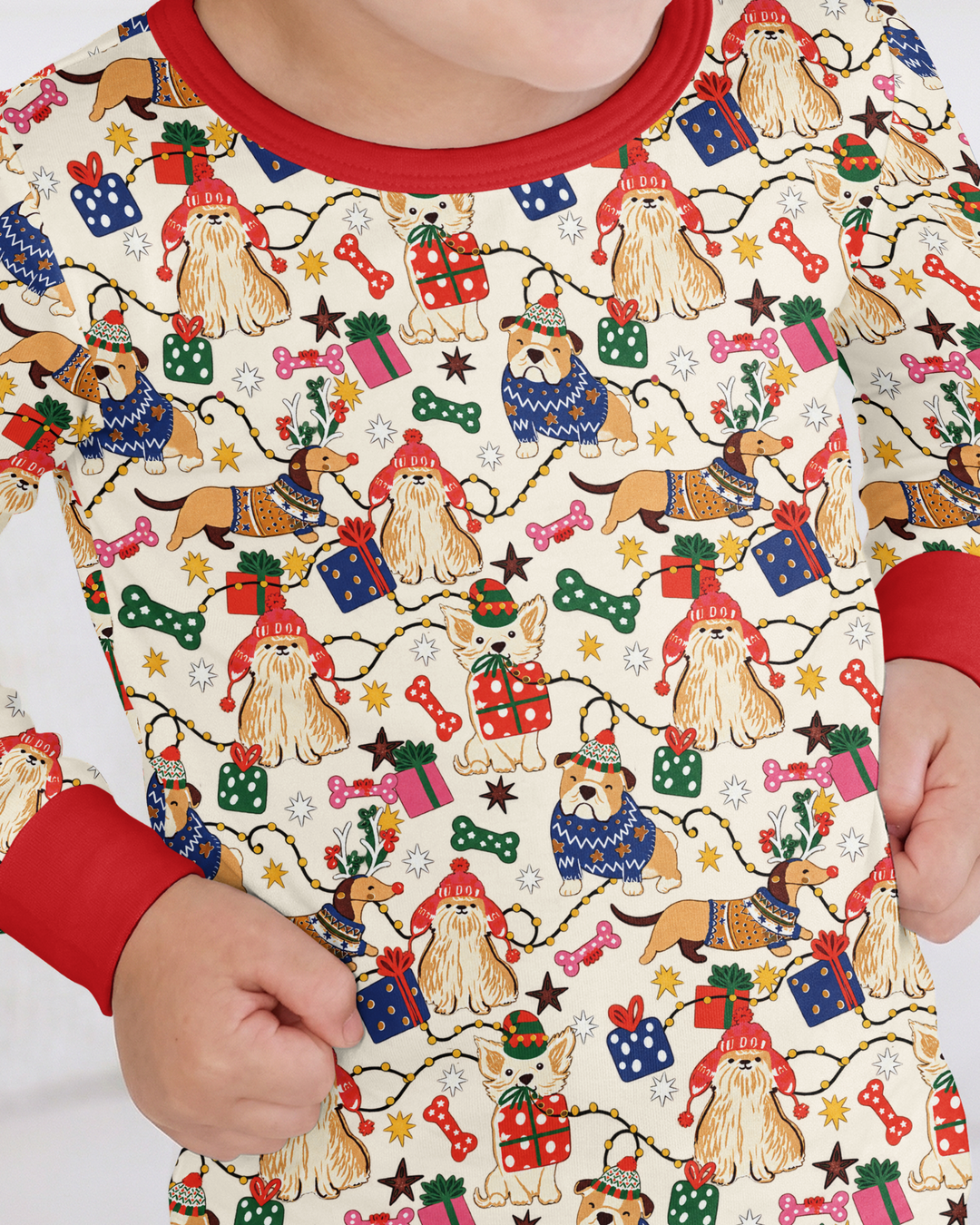 Jolly Christmas Pups Bamboo Two Piece Long Sleeve Pajama Set