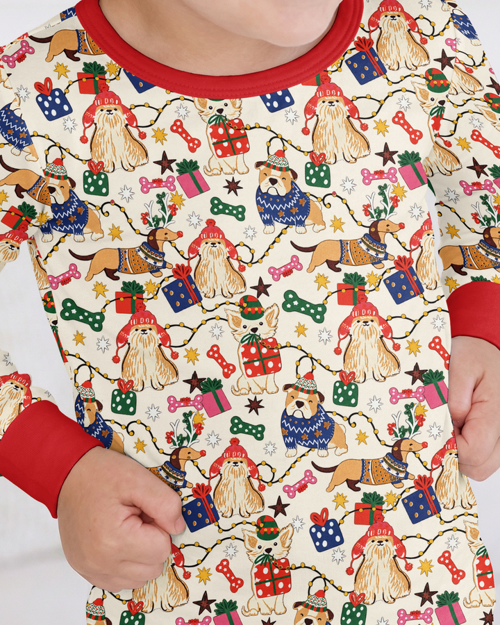 Jolly Christmas Pups Bamboo Two Piece Long Sleeve Pajama Set
