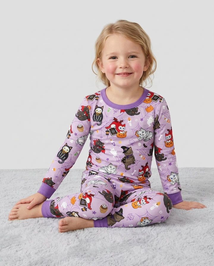 Spooky Kittie Bamboo Two Piece Long Sleeve Pajama Set