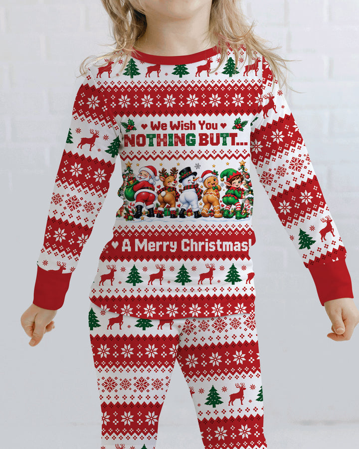 We Wish You Nothing Butt A Merry Christmas Bamboo Two Piece Long Sleeve Pajama Set