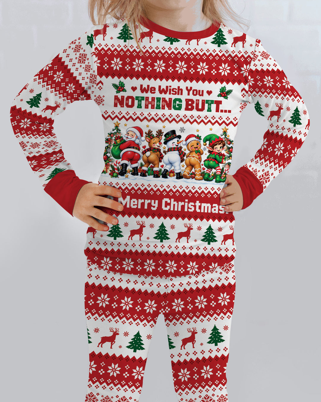 We Wish You Nothing Butt A Merry Christmas Bamboo Two Piece Long Sleeve Pajama Set