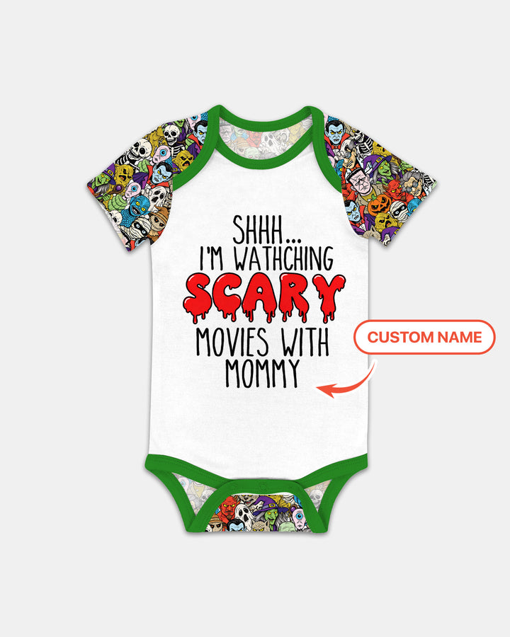 Personalized Shhh... I'm Watching Scary Movies With MOMMY Bamboo Bodysuit