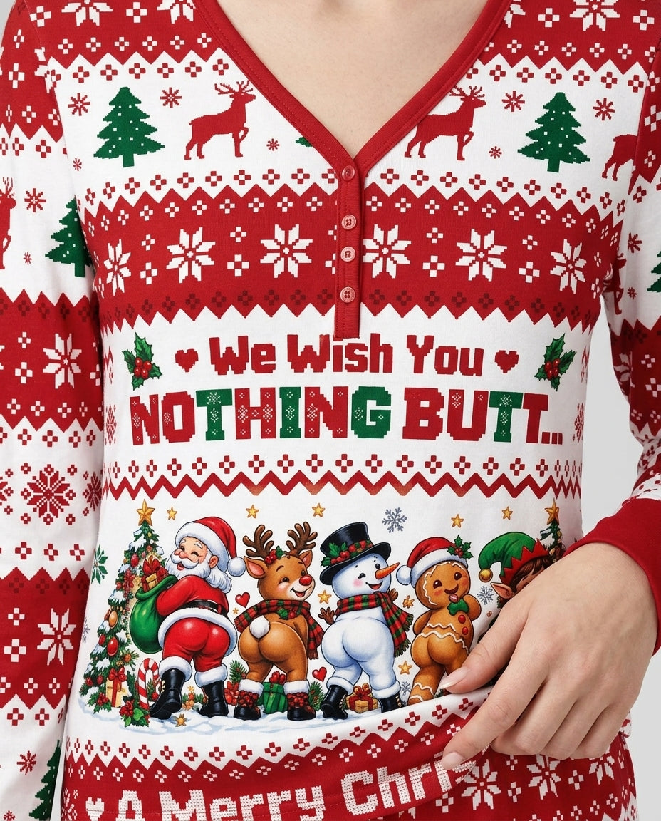 We Wish You Nothing Butt A Merry Christmas Bamboo Women Pajama Set
