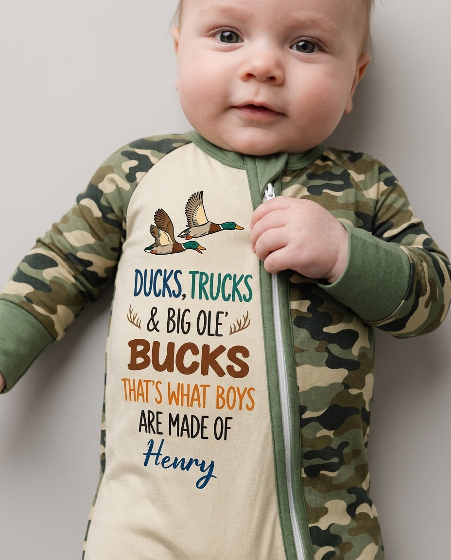 Custom Name Ducks, Trucks & Big Ole' Bucks Bamboo Convertible Zippy