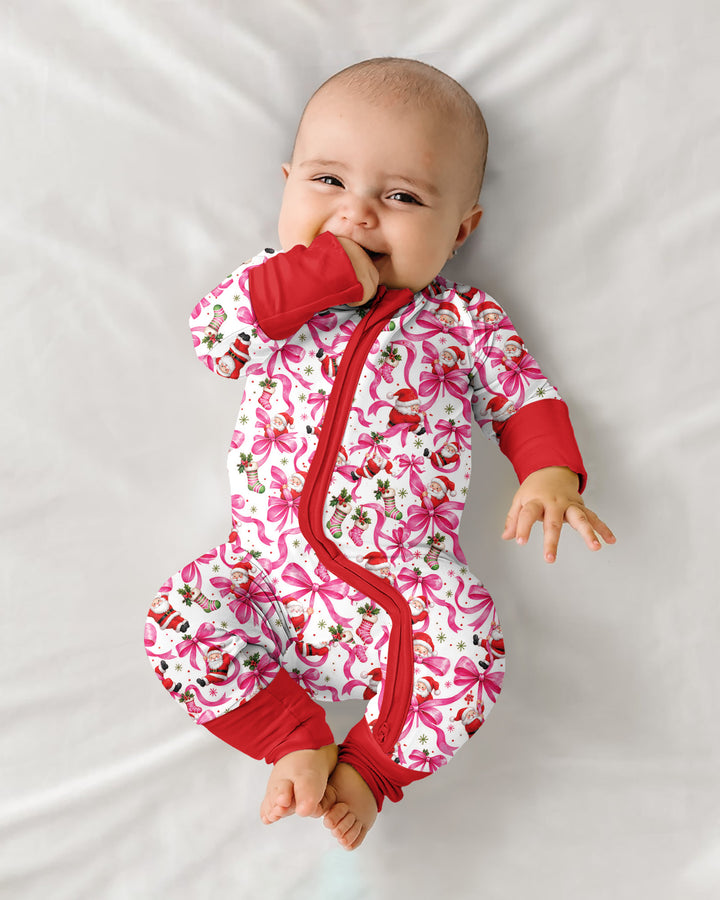 Pink Christmas Santa Bows Bamboo Convertible Zippy