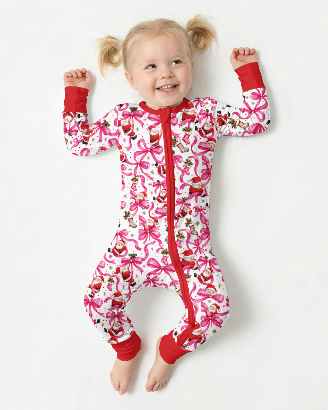 Pink Christmas Santa Bows Bamboo Convertible Zippy