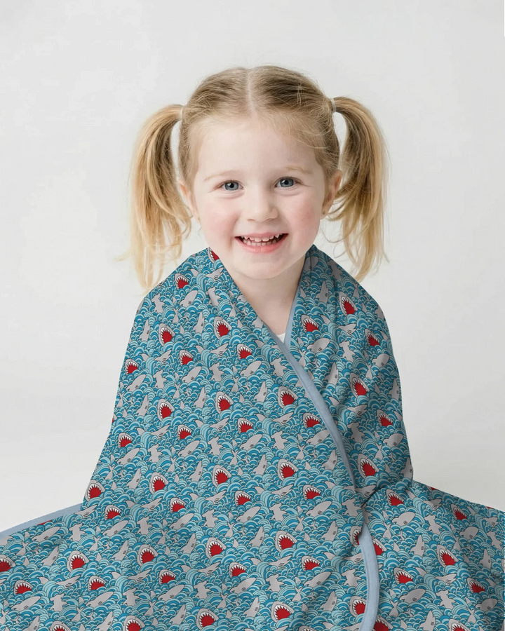 Shark Wave Rush Bamboo Blanket