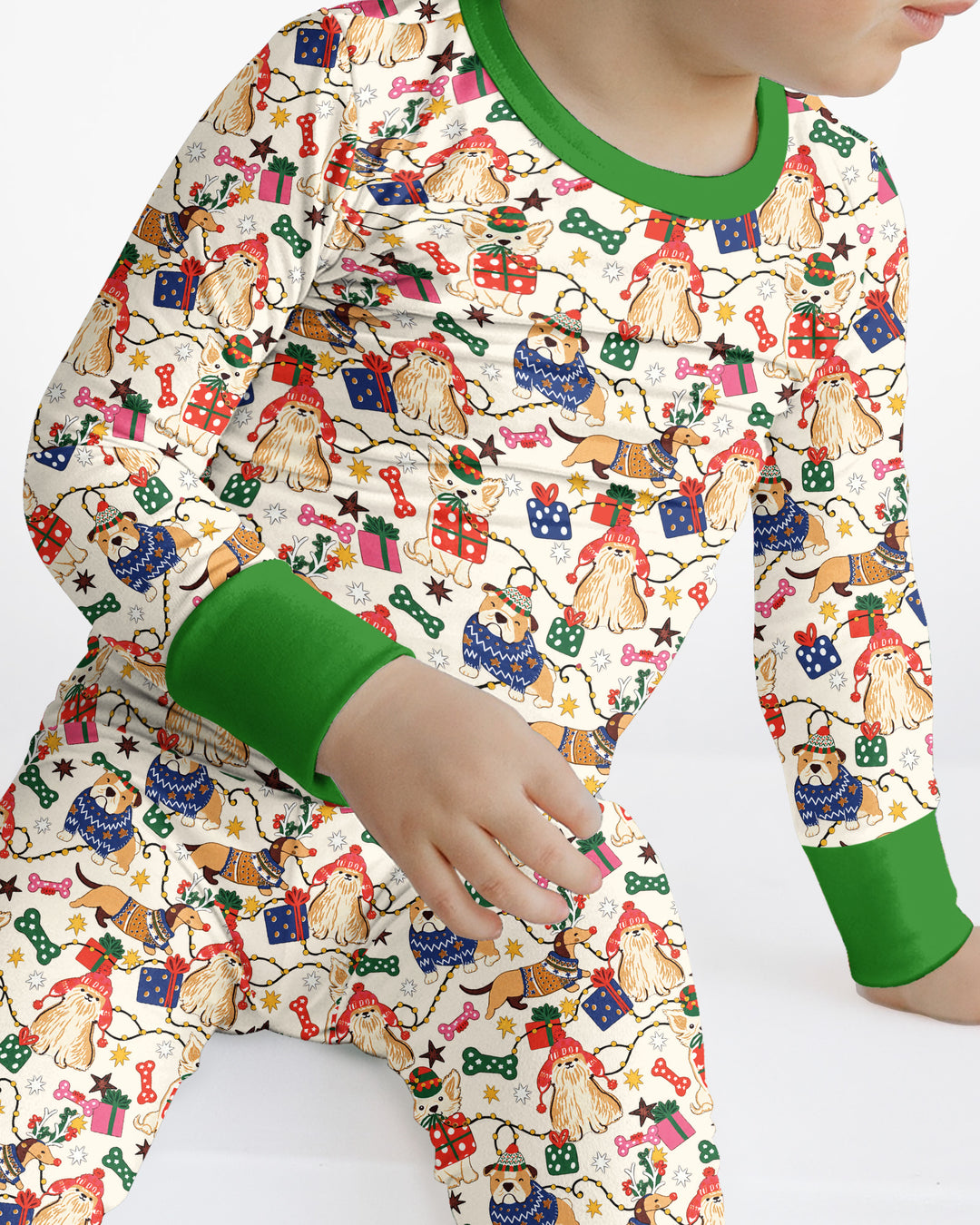 Jolly Christmas Pups Bamboo Two Piece Long Sleeve Pajama Set