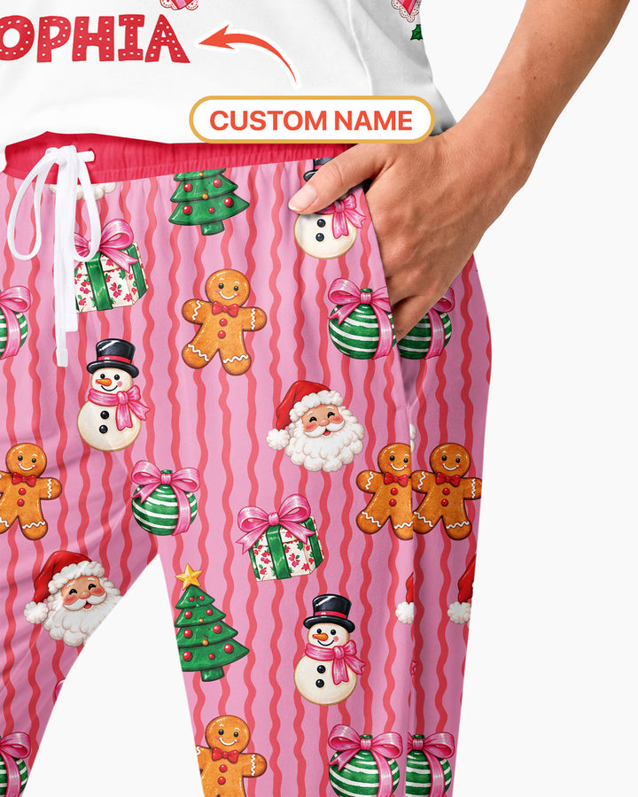 Holly Jolly Custom Name Mommy & Me Matching Bamboo Women Pajama Set