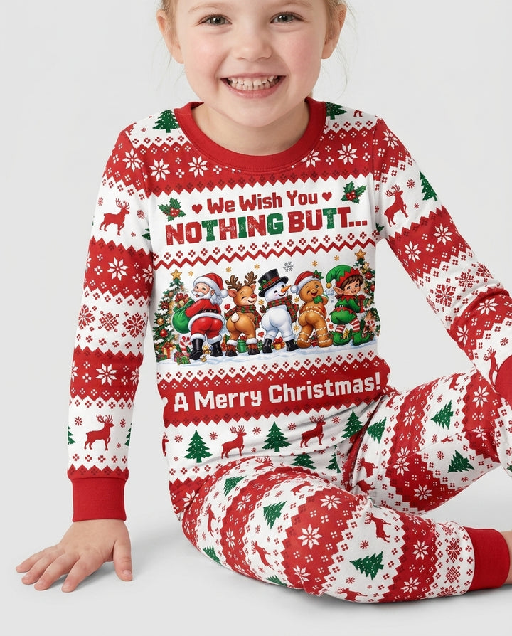 We Wish You Nothing Butt A Merry Christmas Bamboo Two Piece Long Sleeve Pajama Set