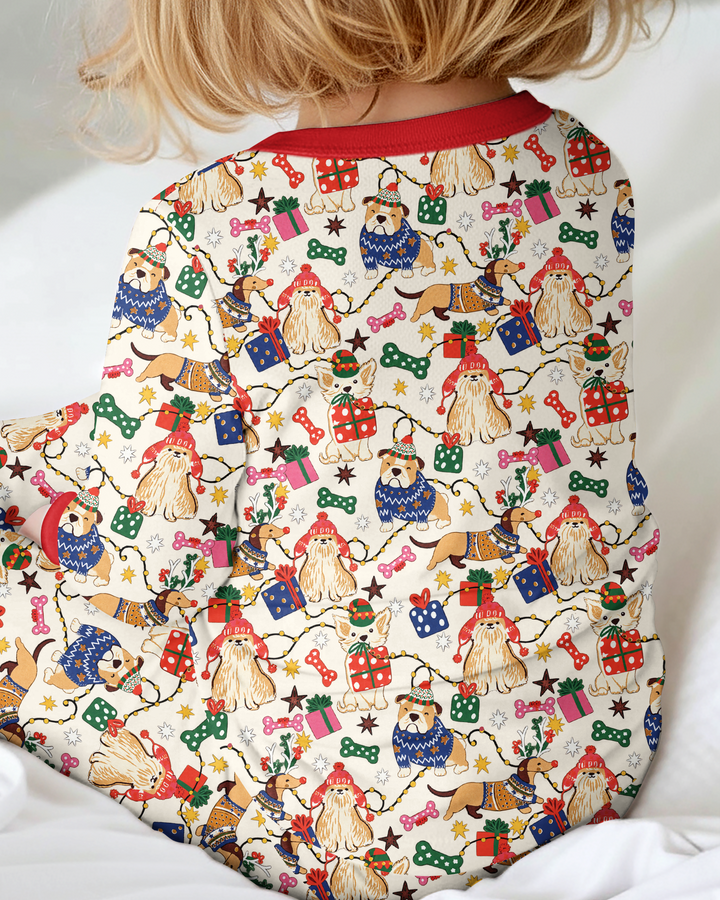 Jolly Christmas Pups Bamboo Two Piece Long Sleeve Pajama Set