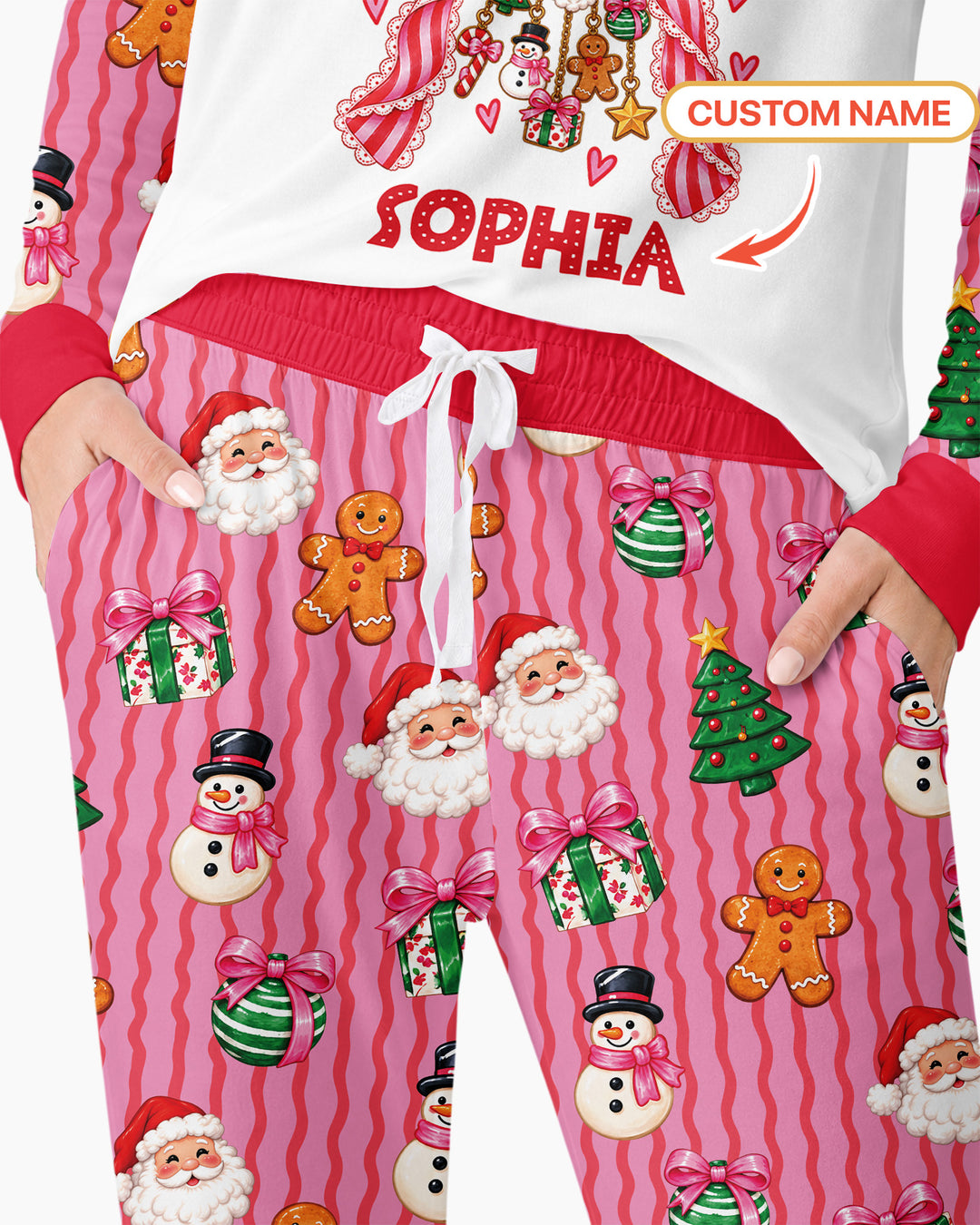 Holly Jolly Custom Name Mommy & Me Matching Bamboo Women Pajama Set