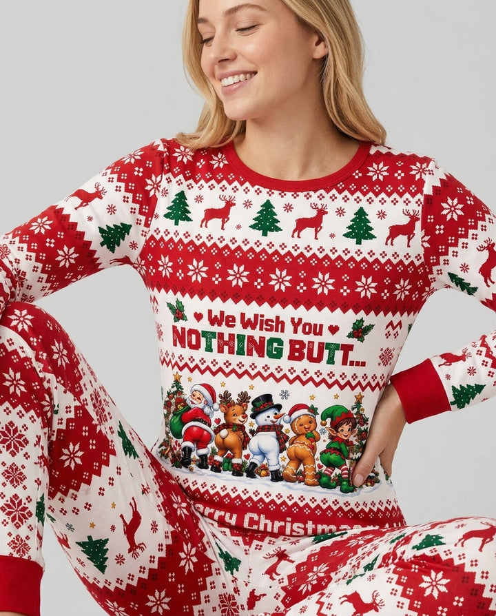 We Wish You Nothing Butt A Merry Christmas Bamboo Women Pajama Set