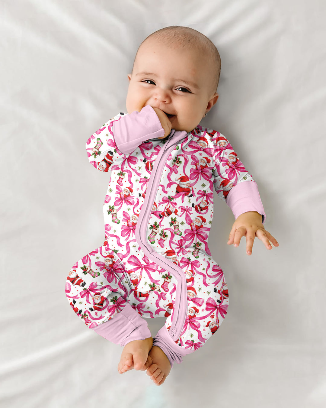 Pink Christmas Santa Bows Bamboo Convertible Zippy