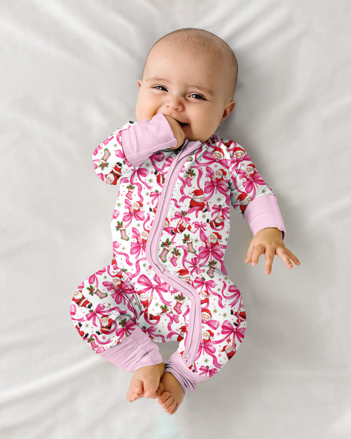Pink Christmas Santa Bows Bamboo Convertible Zippy