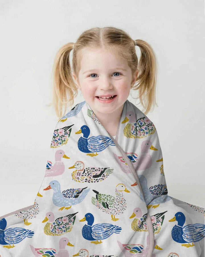 Whimsical Garden Ducks Bamboo Blanket