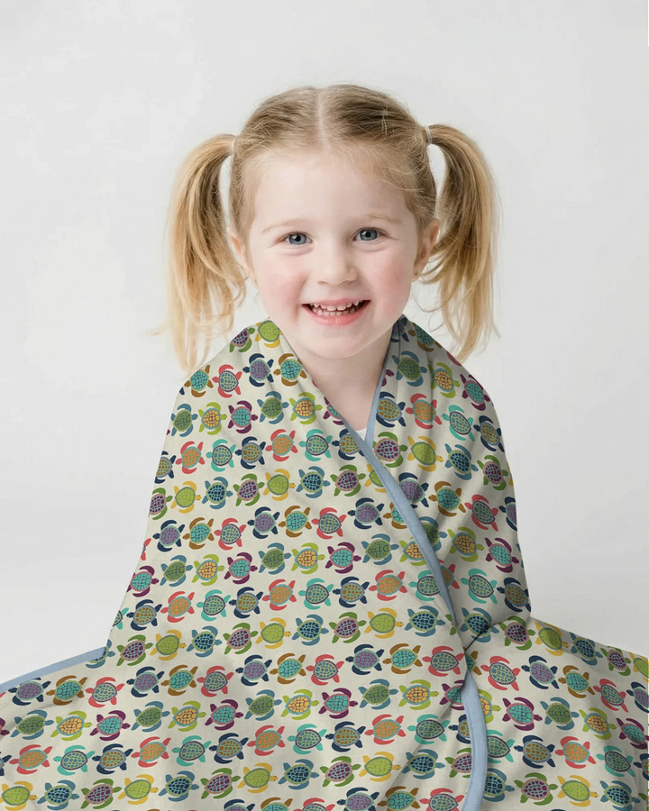 Happy Turtle Parade  Bamboo Blanket