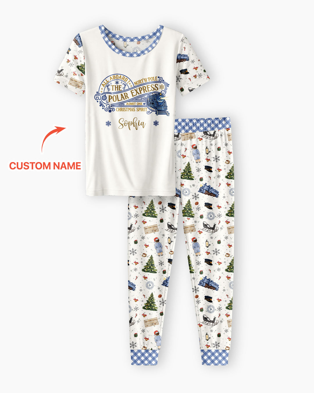 Custom Name North Pole Adventure Bamboo Two Piece Short Sleeve Pajama Set