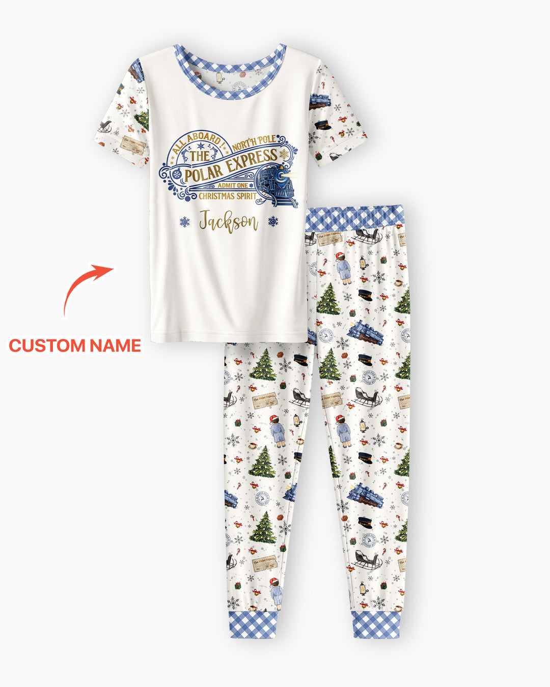 Custom Name North Pole Adventure Bamboo Two Piece Short Sleeve Pajama Set