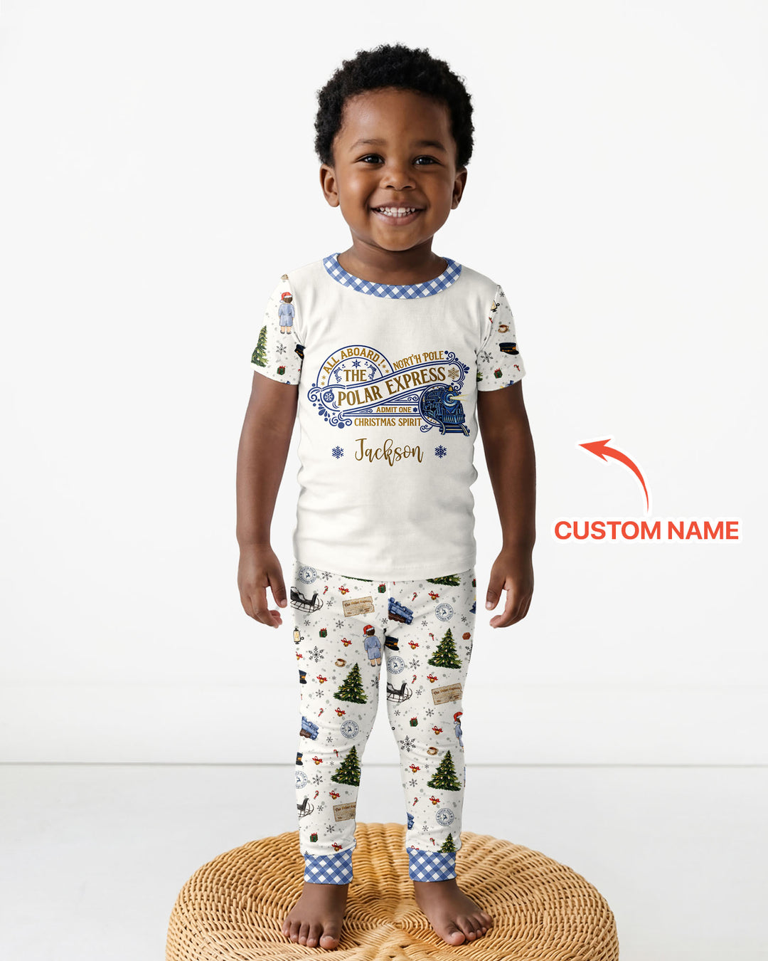 Custom Name North Pole Adventure Bamboo Two Piece Short Sleeve Pajama Set