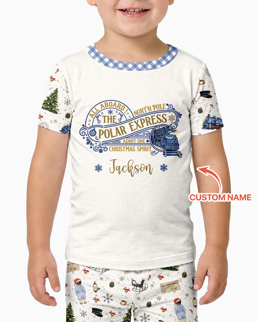Custom Name North Pole Adventure Bamboo Two Piece Short Sleeve Pajama Set