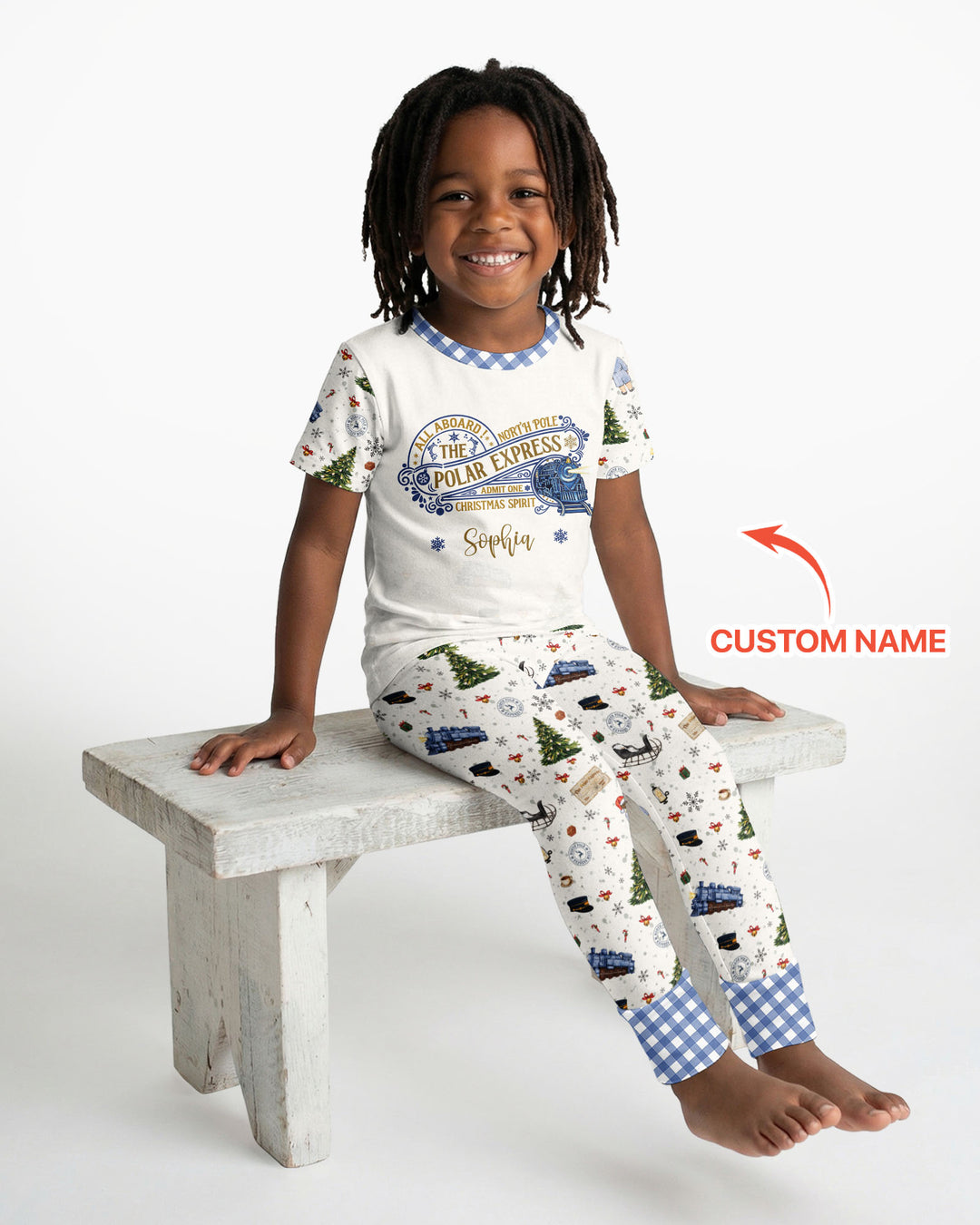 Custom Name North Pole Adventure Bamboo Two Piece Short Sleeve Pajama Set