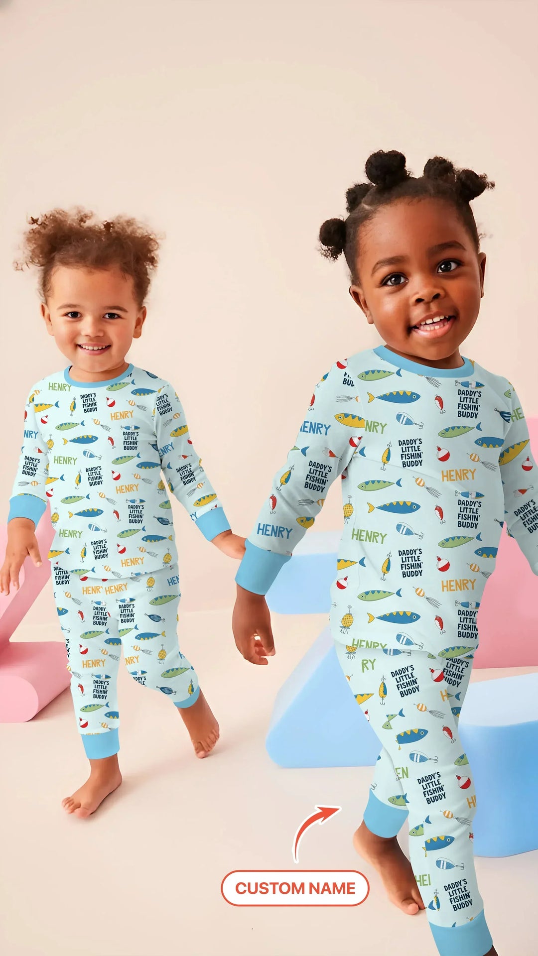Fishing Squad Family Matching Bamboo Two Piece Long Sleeve Pajama Set
