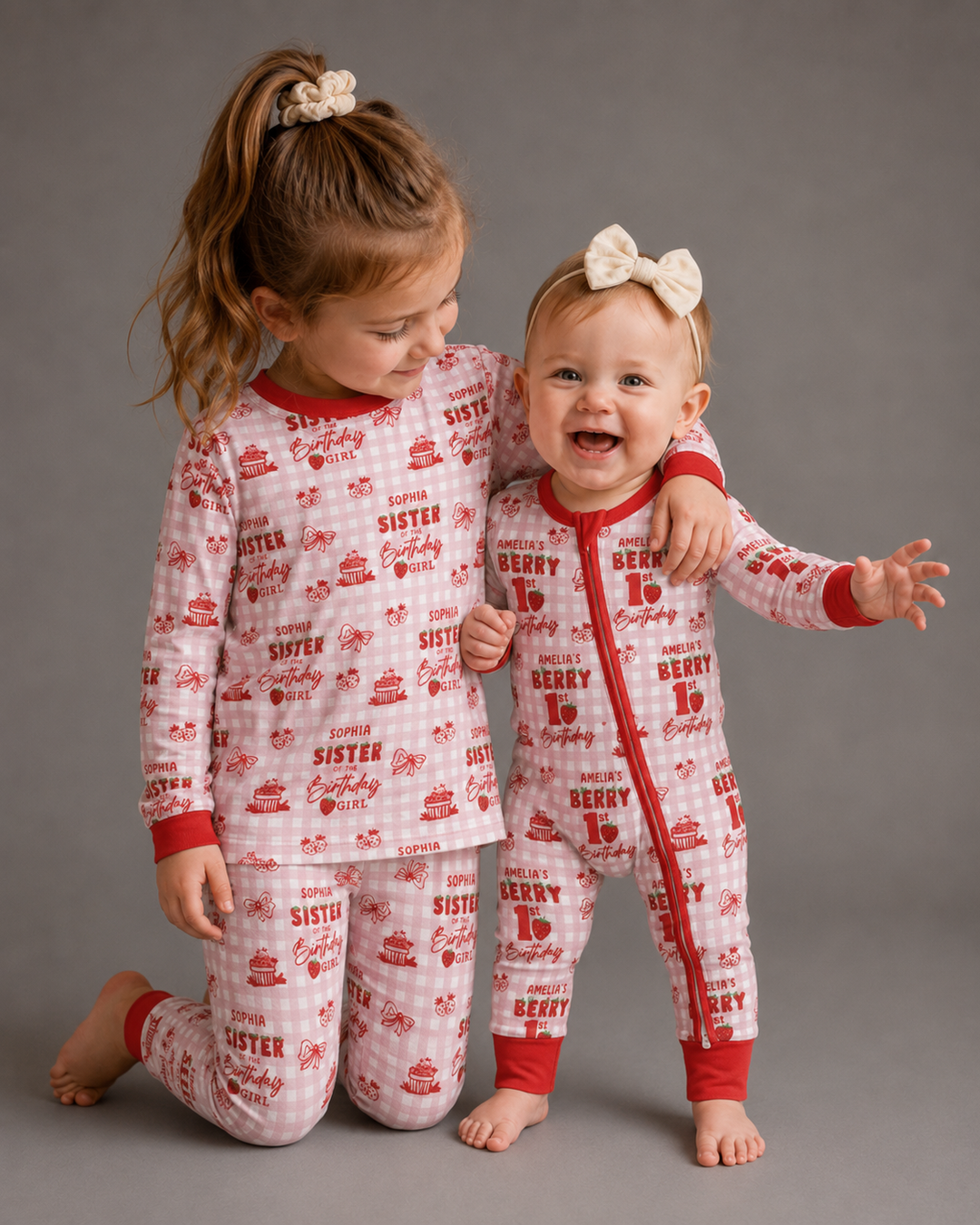 Berry 1st Birthday Sister & Me Matching Bamboo Convertible Zippy