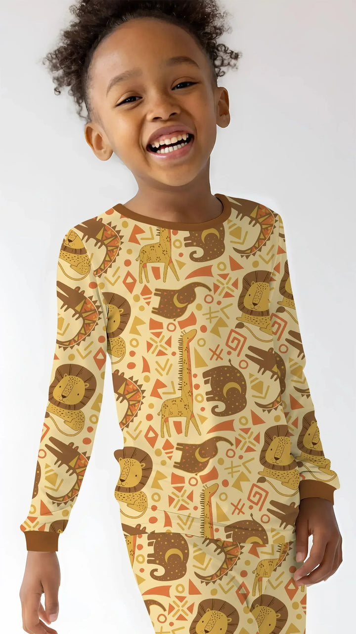 African Animals Spirit Bamboo Two Piece Long Sleeve Pajama Set