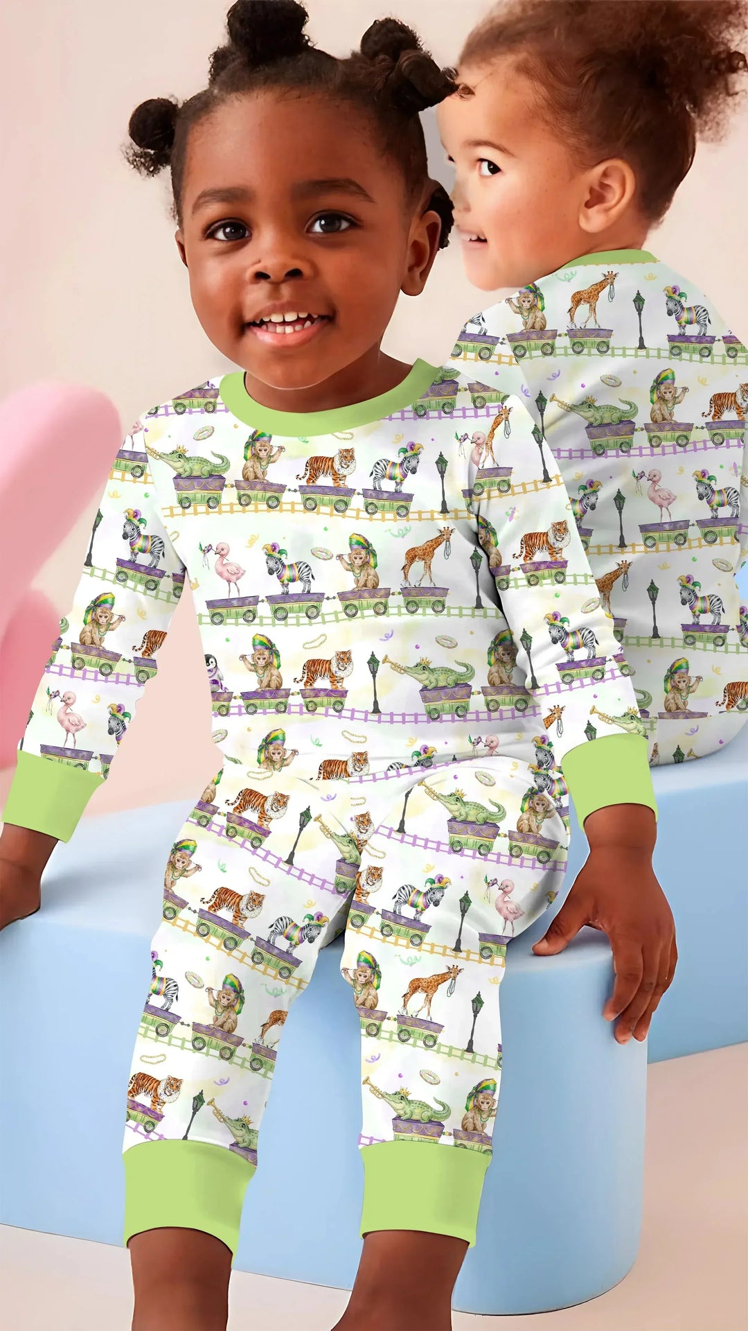 Mardi Gras Jungle Krewe Bamboo Two Piece Long Sleeve Pajama Set