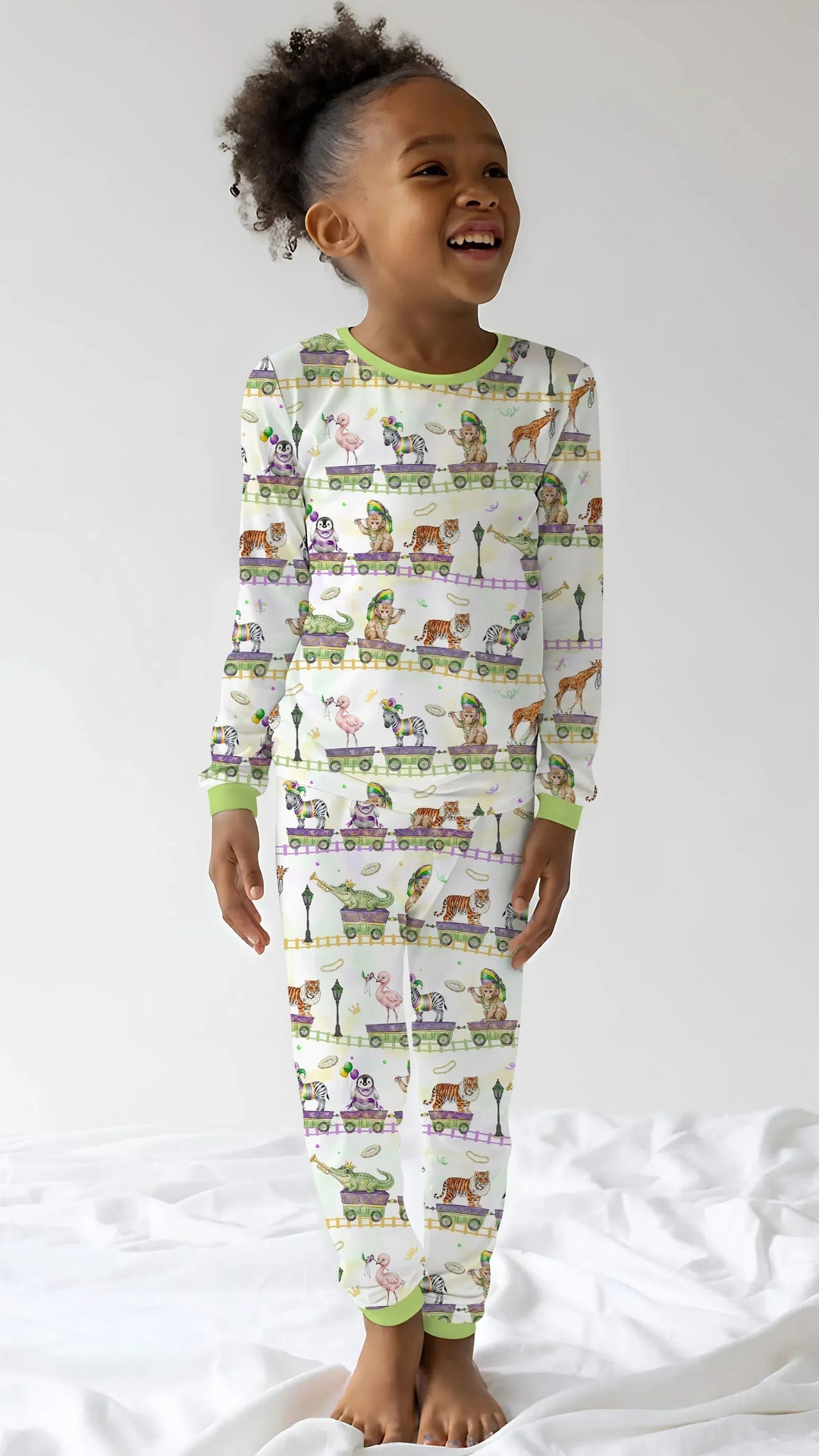 Mardi Gras Jungle Krewe Bamboo Two Piece Long Sleeve Pajama Set