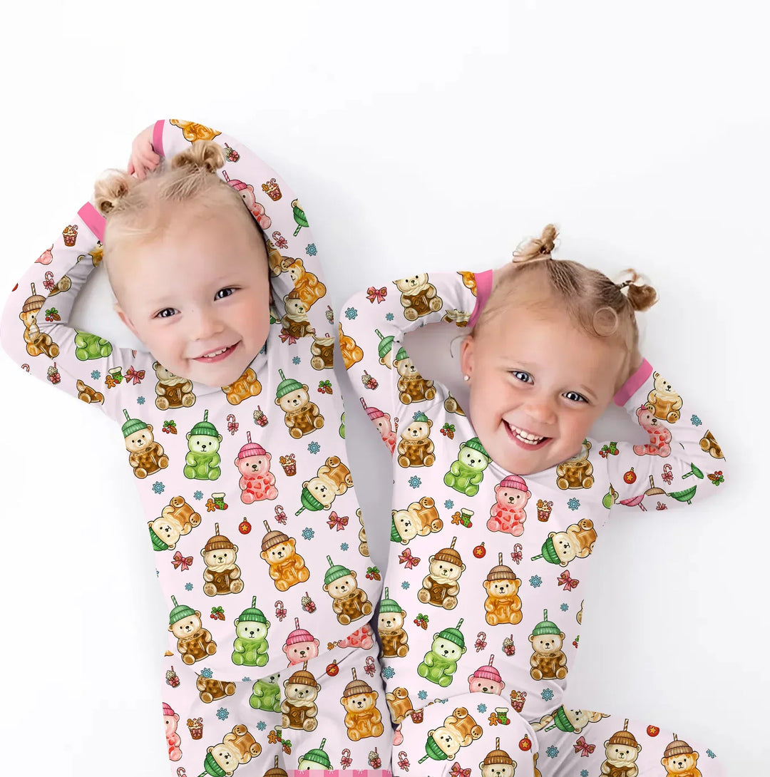 Holiday Bear Cup Bamboo Two Piece Long Sleeve Pajama Set