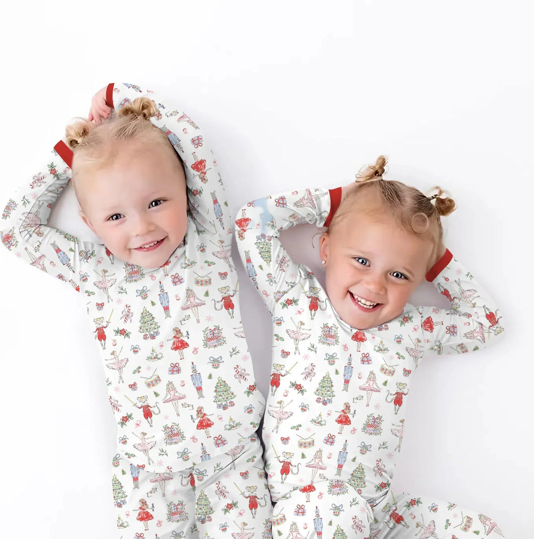 Sweet Nutcracker Holiday Matching Mom And Baby Bamboo Two Piece Long Sleeve Pajama Set