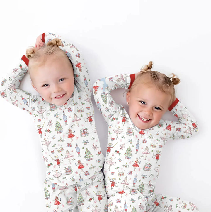 Sweet Nutcracker Holiday Matching Mom And Baby Bamboo Two Piece Long Sleeve Pajama Set