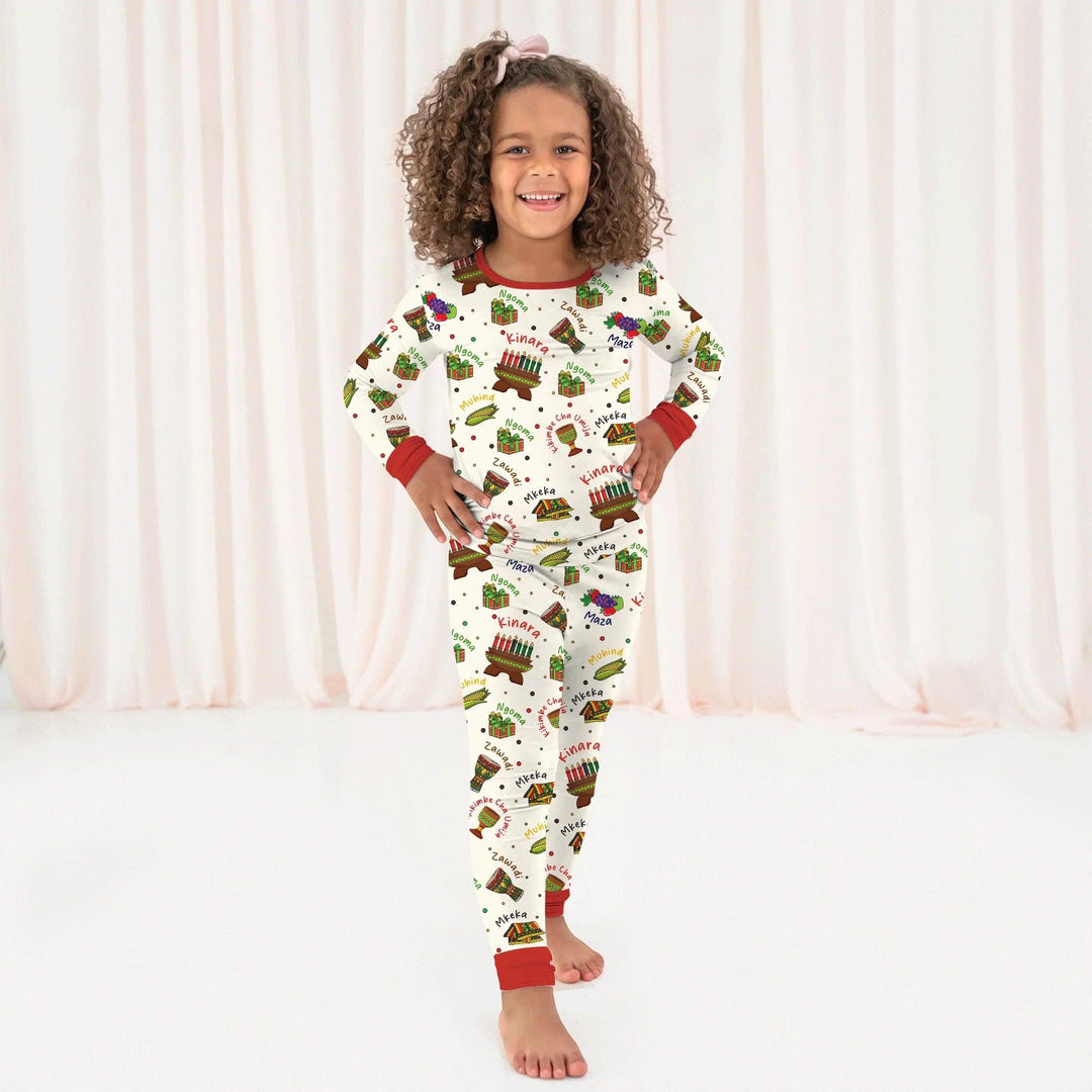 Happy Kwanzaa Family Matching Bamboo Two Piece Long Sleeve Pajama Set