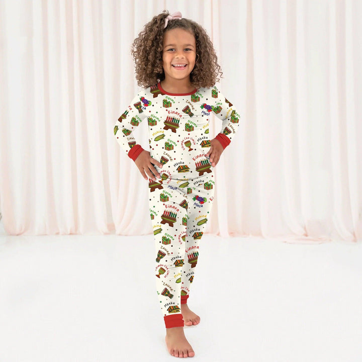 Happy Kwanzaa Family Matching Bamboo Two Piece Long Sleeve Pajama Set