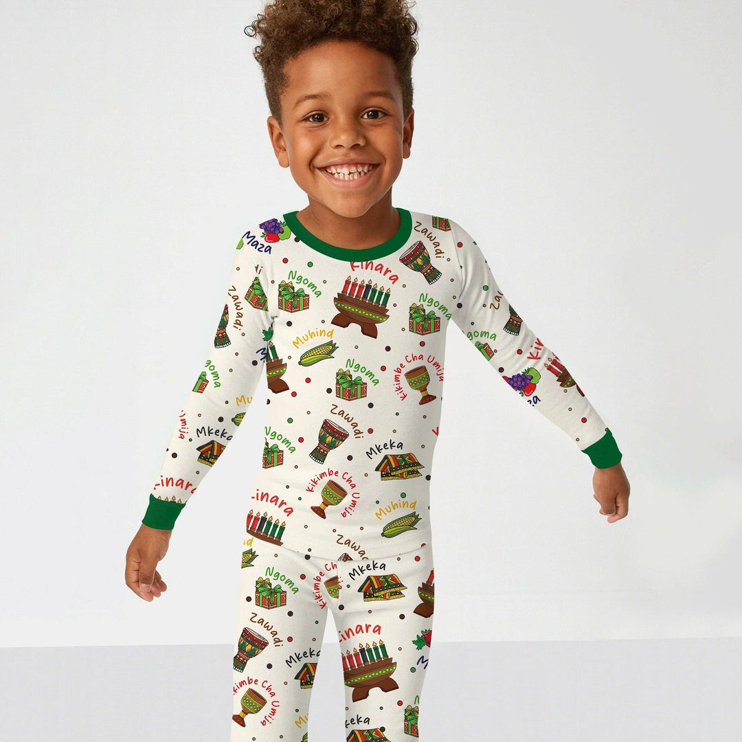 Happy Kwanzaa Family Matching Bamboo Two Piece Long Sleeve Pajama Set