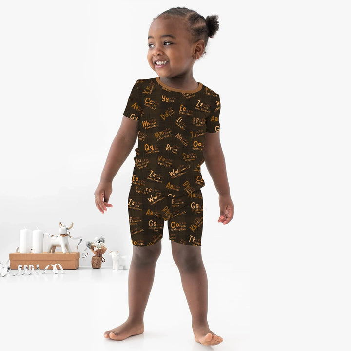 Black History Alphabet Bamboo Two Piece Short Sleeve Shorts Pajama Set