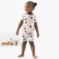 Afro African American Girl Bamboo Two Piece Short Sleeve Shorts Pajama Set