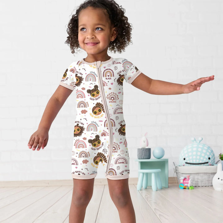 Afro African American Girl Bamboo Shorty Zippy