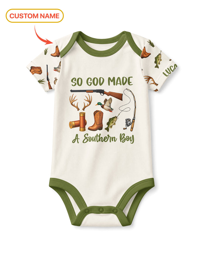 So God Made A Southern Boy Custom Name Bamboo Bodysuit