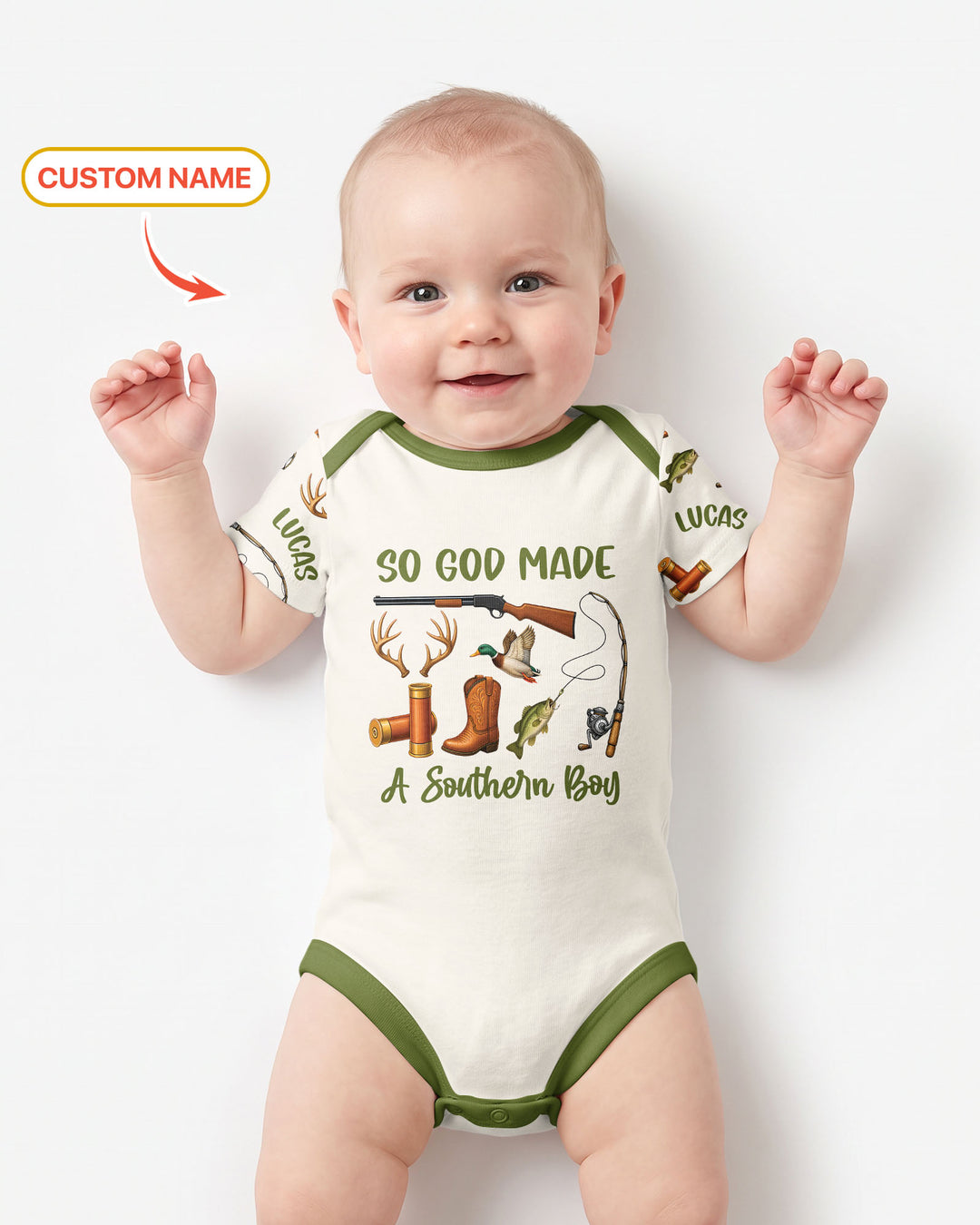 So God Made A Southern Boy Custom Name Bamboo Bodysuit