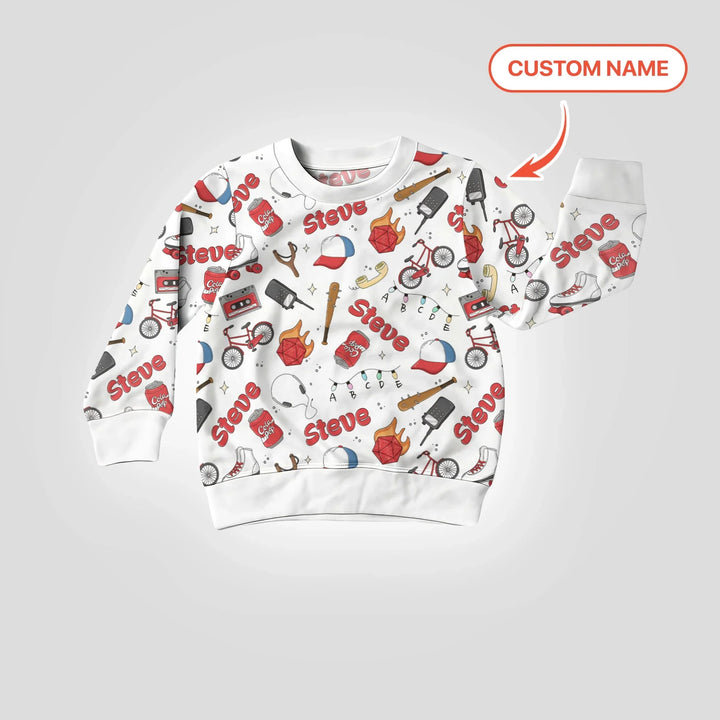Custom Name Kids Adventure Bamboo Crewneck Sweatshirt