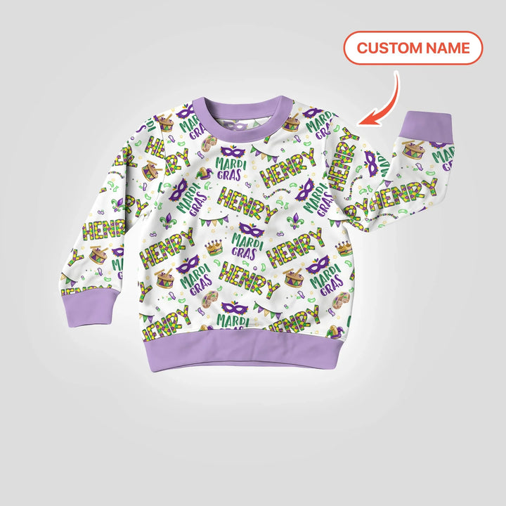 Custom Name Make your own Mardi Gras Bamboo Crewneck Sweatshirt