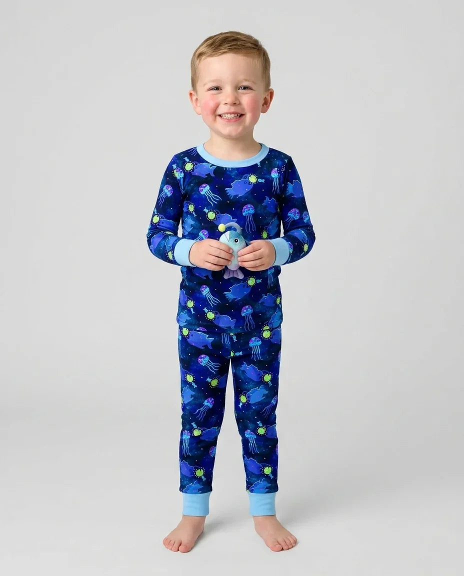 Happy Glow Fish Bamboo Two Piece Long Sleeve Pajama Set