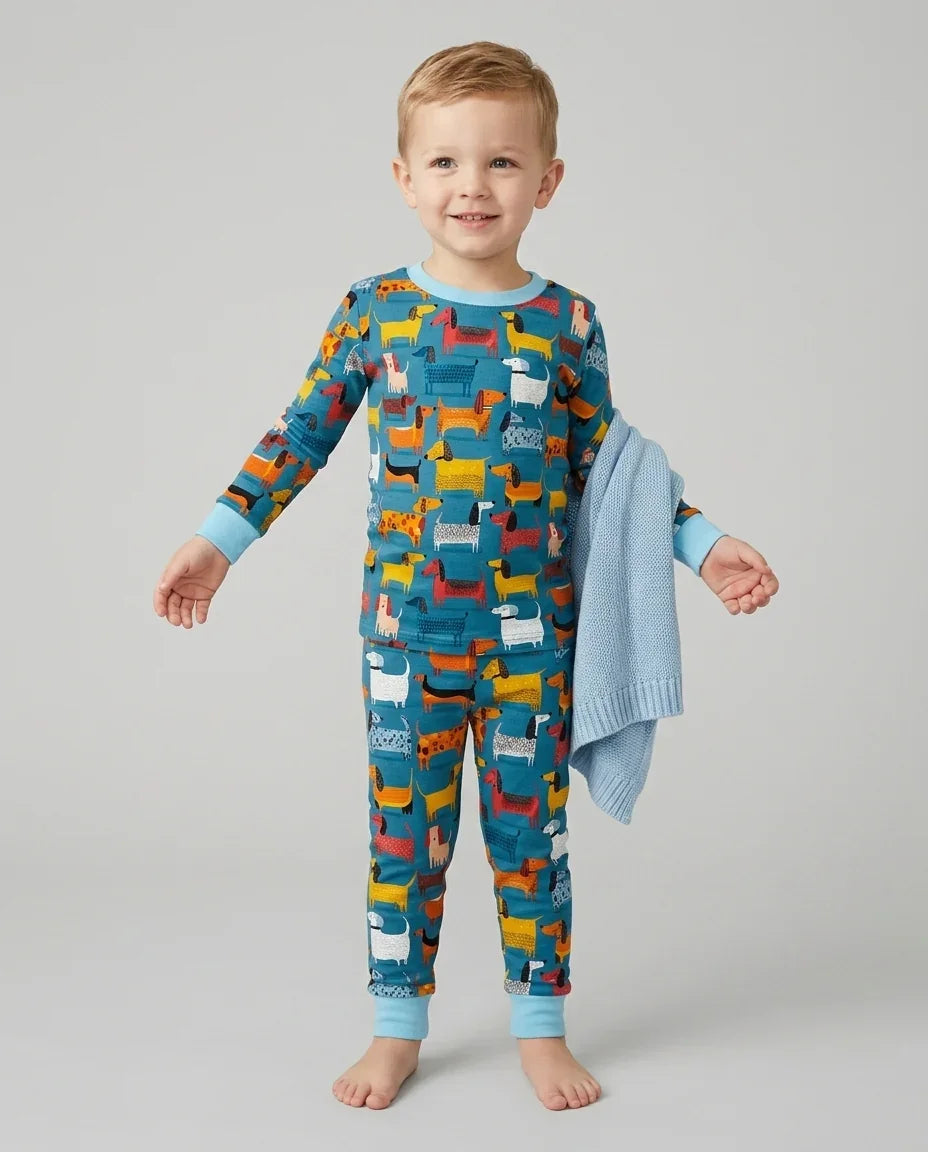 Whimsical Dachshund Bamboo Two Piece Long Sleeve Pajama Set