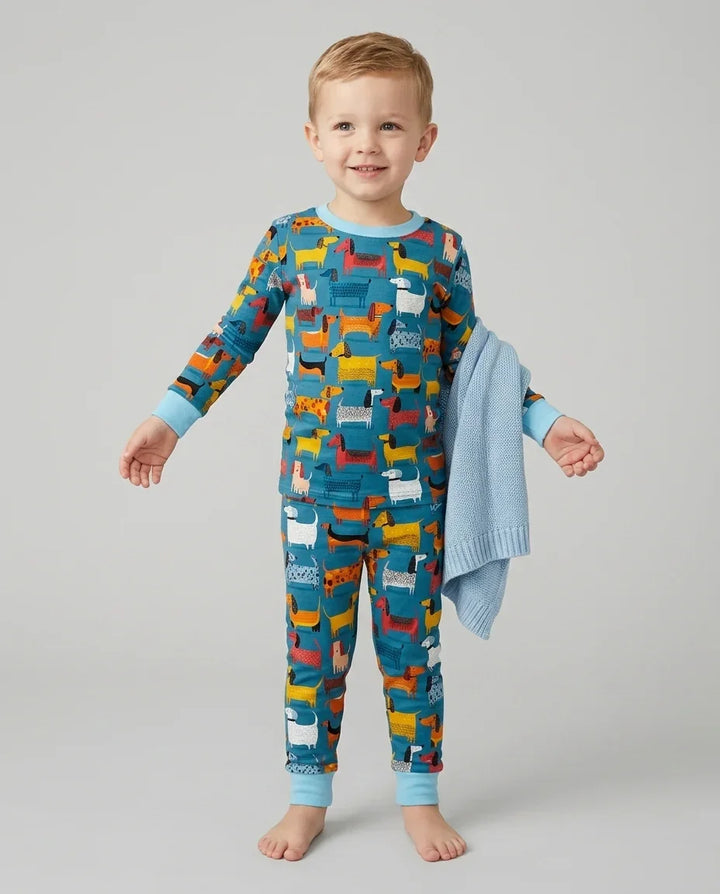 Whimsical Dachshund Bamboo Two Piece Long Sleeve Pajama Set