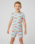 Preppy Fish Crew Bamboo Two Piece Short Sleeve Shorts Pajama Set