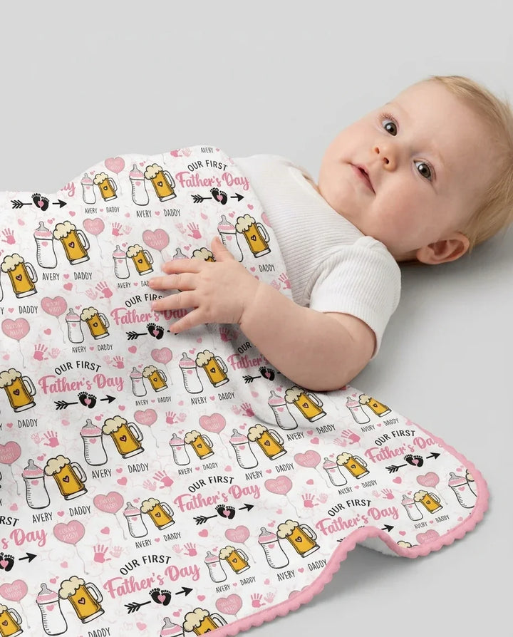 Custom Name First Father's Day Drink Bamboo Blanket